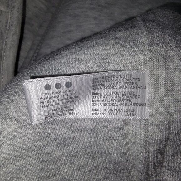 Three Dots gray quilted full zip jacket size XXL - Picture 6 of 7